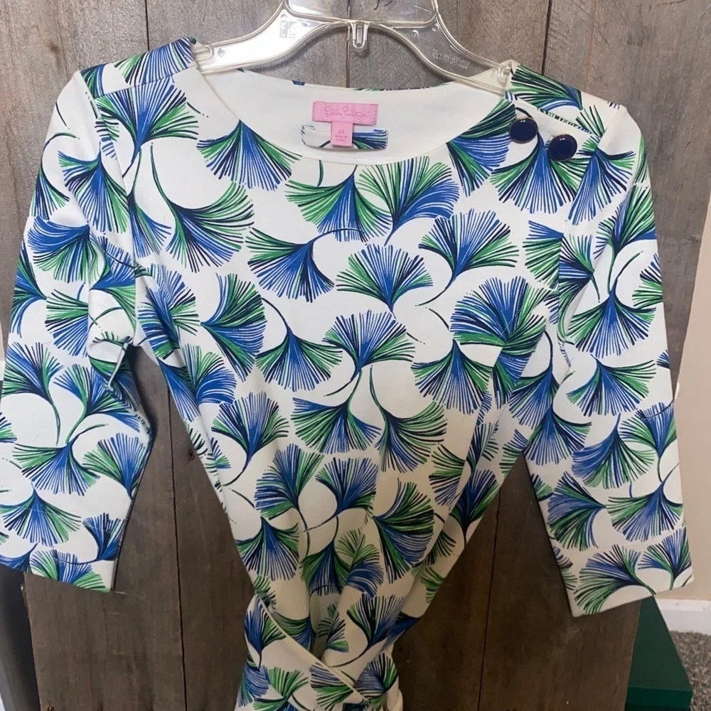 Lilly Pulitzer Peacock feather Dress 3/4 sleeve